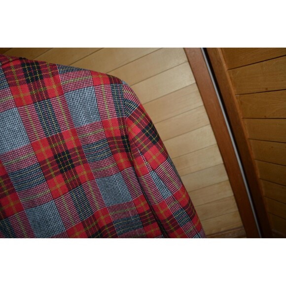 Vintage Mens Suit Jacket Sport Coat Blazer 1970s Wool Red Plaid - Picture 3 of 6